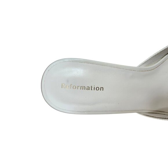 Reformation White Patent Leather Wedge Sandals Women’s Slip On Open Toe Size 6 - Picture 7 of 11